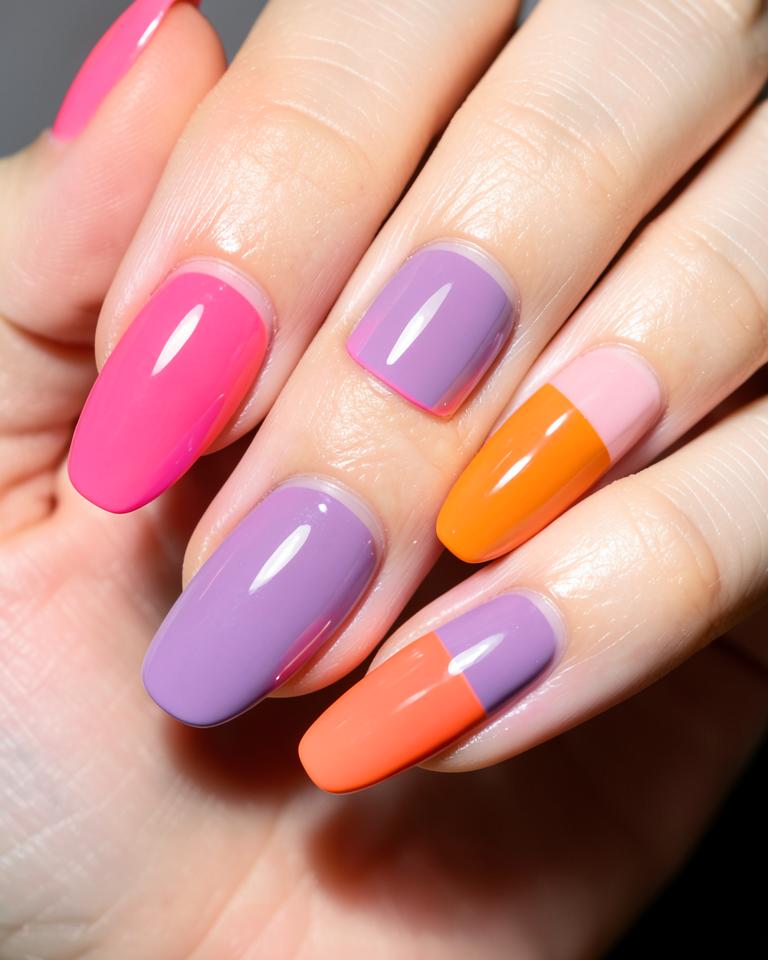 Bold multi-colour nail set
