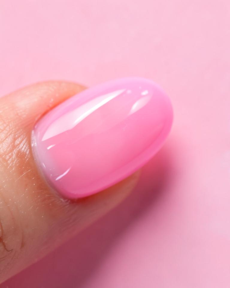 Glossy bubblegum pink gel nails